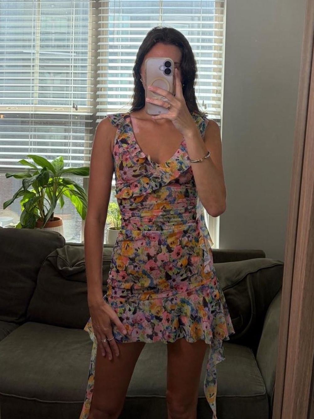 Zara ruffle floral mini dress